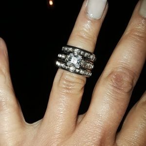 Sterling 3 piece wedding ring set Special order